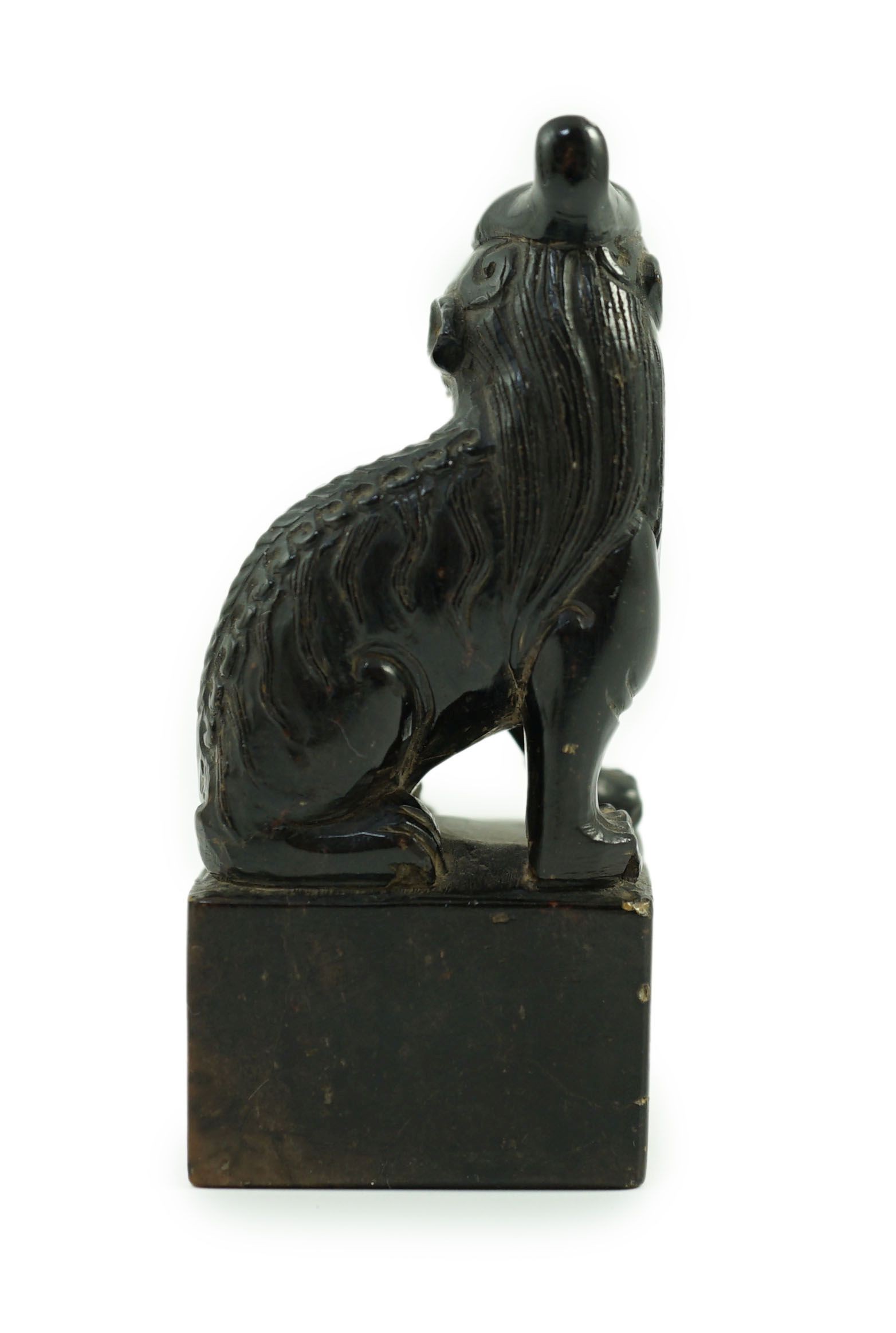 A Chinese soapstone pixiu (lion dog) seal, 9.5 cms high.